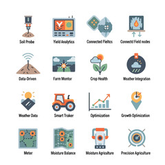 Agricultural Technology Icons Representing Modern Farming.