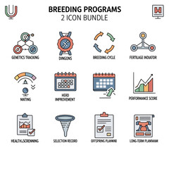 Breeding Programs Icon Set with Various Symbols.