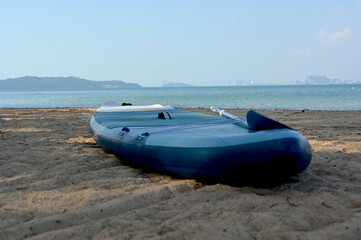 One of the paddle boards in the resort we were visiting off the coast of Cambodia on Bamboo Island on a sunny afternoon
