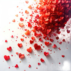 Red Heart Confetti Scattered on White Surface.