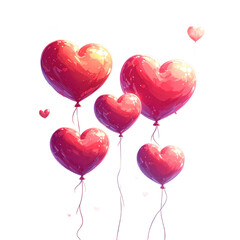Red Heart Shaped Balloons in Air.