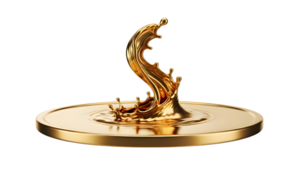 Golden award statue isolated on transparent background