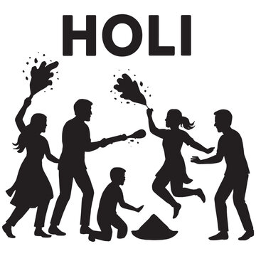 Vibrant Holi celebration with joyful people throwing colors