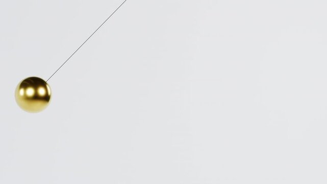 Golden Pendulum Swinging on White Background - Hypnotic Loop