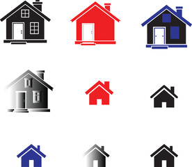 Fototapeta premium House Icon Set Collection in Flat and Minimal Style on White Background