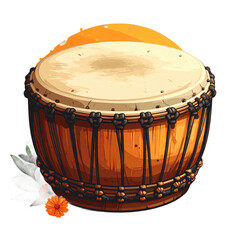 Traditional Indian Dholak Drum Musical Instrument.