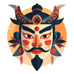 Traditional Chinese Opera Mask Character Illustration.