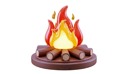 3D Rendered Campfire with Wooden Logs and Flames