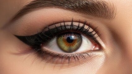 Obraz premium Close-up of a glamorous eye with intricate makeup and vibrant iris