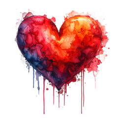Watercolor Heart Painting with Vibrant Colors.