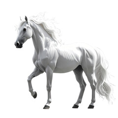 White Horse Running with Flowing Mane.