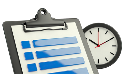 Clipboard with Checklist and Clock