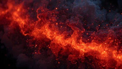 Burning Red Hot Sparks with Realistic Fire Flames Creating a Dramatic Abstract Background
