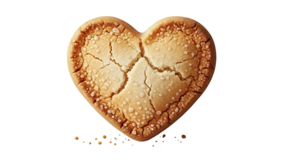 Five heart-shaped golden brown cookies arranged on white background, textured surface, cozy homemade treats, Valentine’s Day, and lifestyle branding JPG