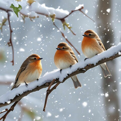 robin in snow