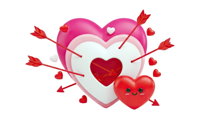 Cupid's Arrows Piercing Layered Hearts
