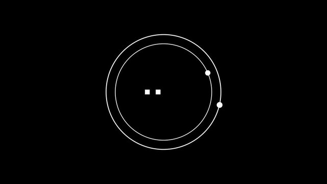White concentric circles with two dots and squares Keywords: abstract, background, black, circle 4k animation video.