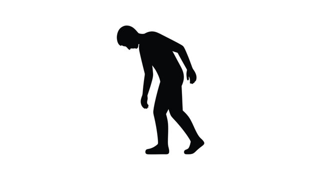 A lone figure walking with a slumped posture dark silhouette