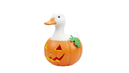 Duck in a Jack-o'-lantern