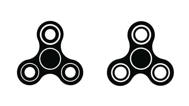 Two black fidget spinners displayed against a plain white background silhouette