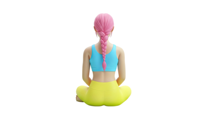 Woman with Pink Braid in Yoga Pose