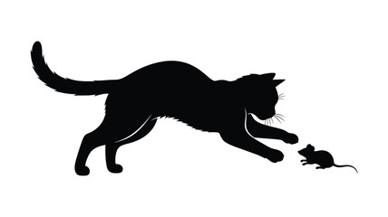 A black cat in pursuit of a small mouse a captivating silhouette © MdGolam