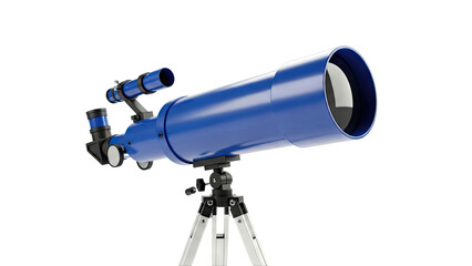 Blue refracting telescope on a tripod