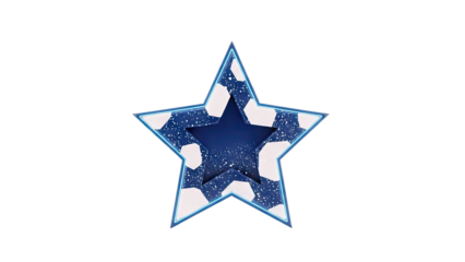 Blue Star with White Hexagonal Pattern and Neon Blue Outline