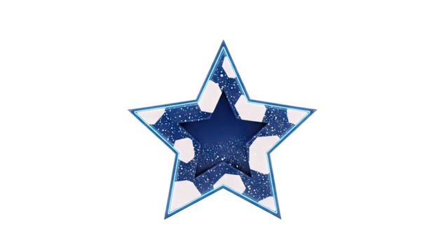 Blue Star with White Hexagonal Pattern and Neon Blue Outline - Powered by Adobe