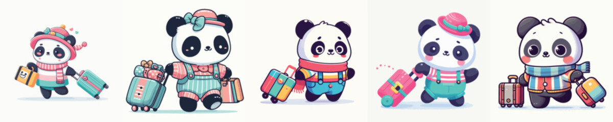 cute panda vector dragging a suitcase © Jefri Syahputra BKL