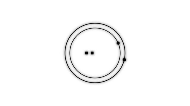 Black and white concentric circles with dots and squares on white background 4k animation video.