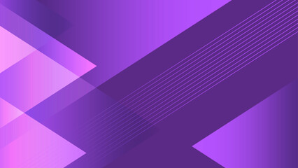 Fototapeta premium Modern violet background with overlapping transparent triangles and sharp diagonal lines for professional corporate branding