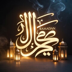 Serene Ramadan Night &ndash; Crescent Moon, Glowing Lanterns & Sacred Islamic Ambience