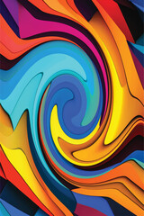 Multicolor glowing twisted lines on black background. Abstract psychedelic vector illustration