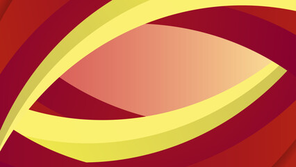 Obraz premium Dynamic abstract composition with overlapping red, maroon, and yellow curved wave shapes