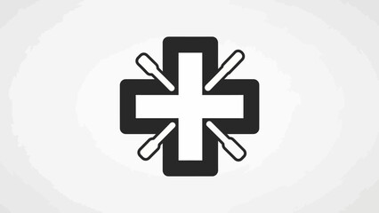 Obraz premium Medical cross symbol with crossed oars, healthcare and sport concept