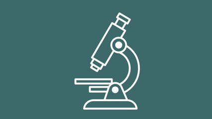 Microscope Icon on Teal Background - Science and Research Symbol