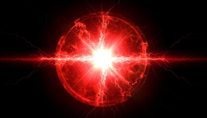 A bright red, glowing orb of energy with lightning-like streaks emanating from its center