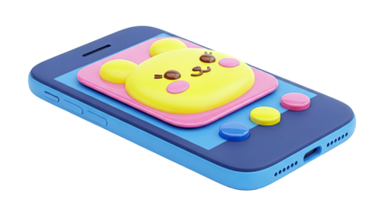 Cute cartoon character on a smartphone screen
