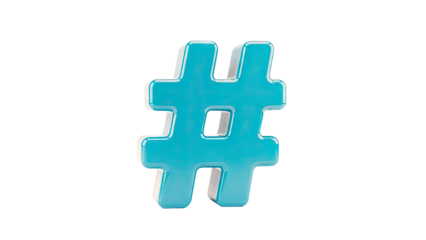 Glossy Blue Hashtag Symbol