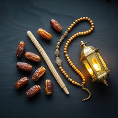 Serene Ramadan Night &ndash; Crescent Moon, Glowing Lanterns & Sacred Islamic Ambience