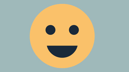 Fototapeta premium Simple Yellow Smiley Face Icon on Blue Background