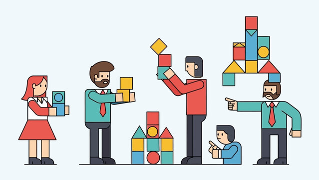 Teamwork Building Blocks Concept