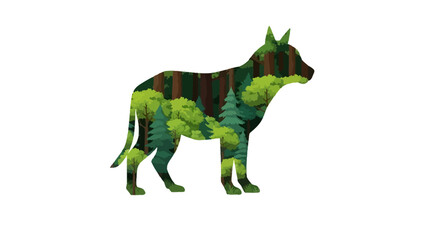 Fototapeta premium Wolf Silhouette Filled With Lush Forest Landscape