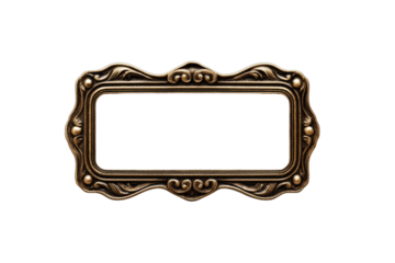 Ornate decorative antique metal frame with embossed scrollwork and scalloped edges