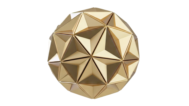 Golden Geometric Sphere Sculpture - Powered by Adobe