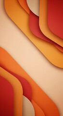 Abstract 3D Paper Cut Background with Warm Orange Red and Cream Flowing Layers