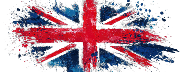 Textured abstract Union Jack flag with distressed brush strokes