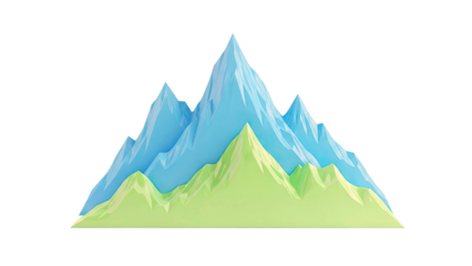 Abstract low-poly mountains in blue and green