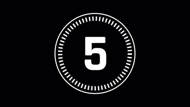 Minimalist Countdown Timer 10 Seconds Digital Circle Style Animation with Progress Bar Indicator 4k video animation seamless loop